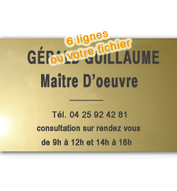 Plaque Laiton 50x30 / 1500 cm²<br>6 lignes ou ''Mon fichier''6