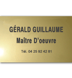 Plaque Laiton 50x30 ou 1500 cm²<br>3 lignes de Texte3