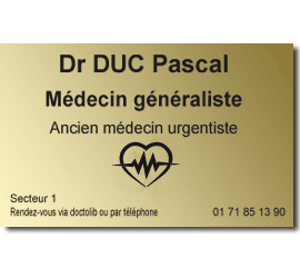 Plaque Plexi 30x20 Docteur<br>5 lignes + Logo cardiologue26