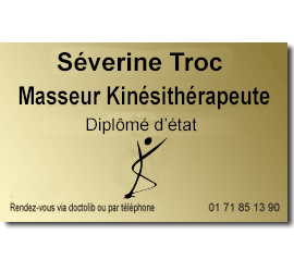 Plaque Plexi 30x20 kiné<br>5 lignes + Logo kiné26