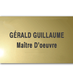 Plaque Laiton 50x30 ou 1500 cm²<br>2 lignes de texte2
