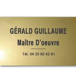 Plaque Laiton 50x30 ou 1500 cm²<br>4 lignes de texte4