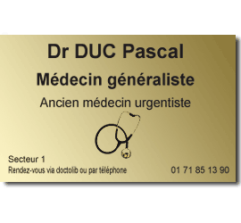 Plaque Plexi 30x20 Docteur<br>5 lignes + Logo Stéthoscope26