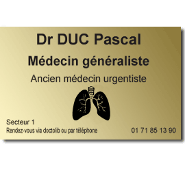 Plaque Plexi 30x20 Docteur<br>5 lignes + logo pneumologue26